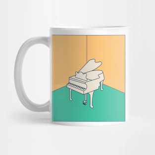 Room corners with piano. Mug